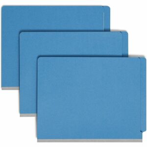 Smead End-Tab Classification Folder - Letter - 8.5" x 11" - 2 Divider - 2" Expansion - 2 Fastener - 2" Capacity - 10 / Box - 18pt. - Blue