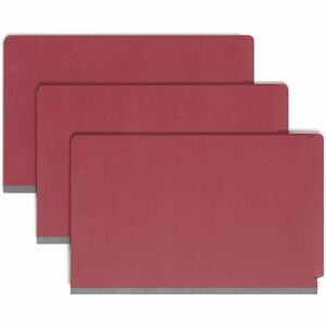 Smead End Tab Pressboard Classification Folder - Legal - 8.5" x 14" - 2 Divider - 2" Expansion - 2 Fastener - 2" Capacity - 10 / Box - 23pt. - Bright Red