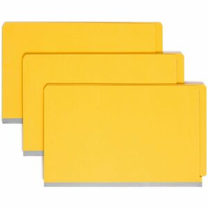 Smead End Tab Pressboard Classification Folder - Legal - 8.5" x 14" - Straight Tab Cut - 2 Divider - 2" Expansion - 2 Fastener - 2" Capacity - 10 / Box - 23pt. - Yellow