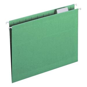 Smead Hanging File Folder - Letter - 8.5" x 11" - 1/5 Tab Cut - 25 / Box - Green
