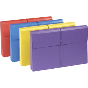 Smead Expanding Wallet - Legal - 8.5" x 14" - 2" Expansion - 200 Sheet Capacity - 4 / Pack - 11pt. - Blue, Purple, Red