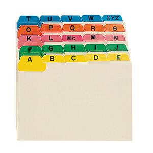 Smead A-Z Indexed Card Guides - 25 x Tab Printed A - Z - 5 Tab(s)/Set - 6" x 4" - 25 / Set - Manila Divider - Multicolor Tab