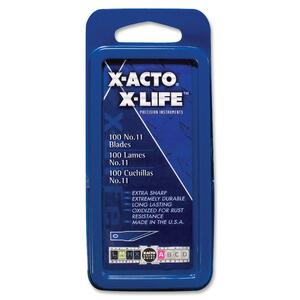 X-Acto Refill Blade - #11 - 1.85" - Straight Style - Carbon Steel - 100 / Box - Silver