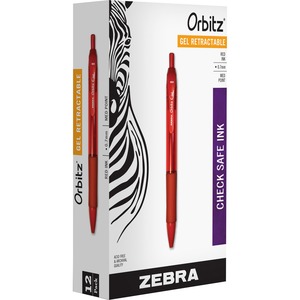 Zebra Pen Orbitz Retractable Gel Pens - Pen Point Size: 0.7mm - Ink Color: Red - 12 / Dozen