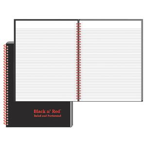 John Dickinson Black n' Red Wirebound Notebook - 70 Sheet(s) - 24lb - Ruled - A4 8.25" x 11.75" - 1 Each - White