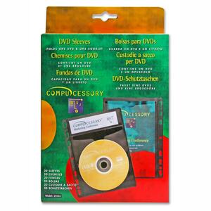 Compucessory DVD Half Sheet Storage Sleeve - For Ring Binder - 1 CD/DVD Capacity - 20 / Pack - Black
