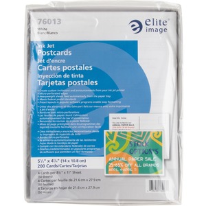 Elite Image Inkjet PostCard - 5.5" x 4.25" - 200 x Card - White