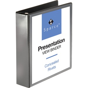 Sparco Standard View Binder - Letter - 8.5" x 11" - 2" Capacity - 1 Each - Black