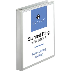 Sparco Slanted Ring View Binder - Letter - 8.5" x 11" - 1" Capacity - 1 Each - White