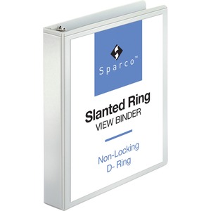 Sparco Slanted Ring Presentation Binder - Letter - 8.5" x 11" - 1.5" Capacity - 1 Each - White
