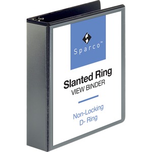 Sparco Slanted Ring View Binder - Letter - 8.5" x 11" - 2" Capacity - 1 Each - Black