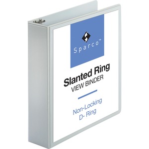 Sparco Slanted Ring View Binder - Letter - 8.5" x 11" - 2" Capacity - 1 Each - White