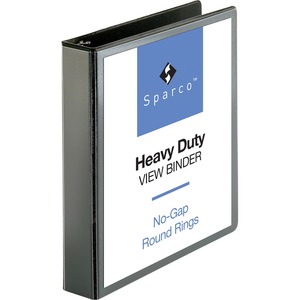 Sparco Premium Round Ring View Binder - Letter - 8.5" x 11" - 1.5" Capacity - 1 Each - Black