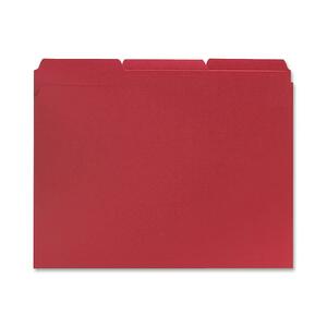 Sparco File Folder - Letter - 8.5" x 11" - 1/3 Tab Cut - 100 / Box - 11pt. - Red