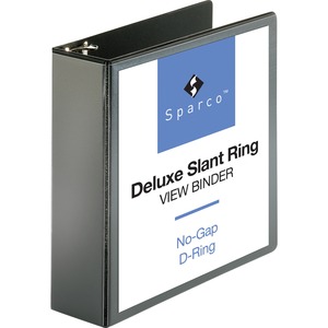 Sparco Deluxe Slant Ring View Binder - Letter - 8.5" x 11" - 3" Capacity - 1 Each - Black