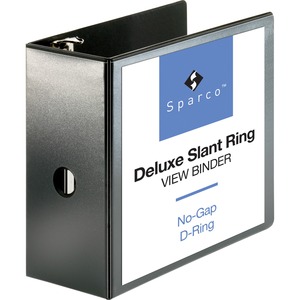 Sparco Deluxe Slant Ring View Binder - Letter - 8.5" x 11" - 5" Capacity - 1 Each - Black