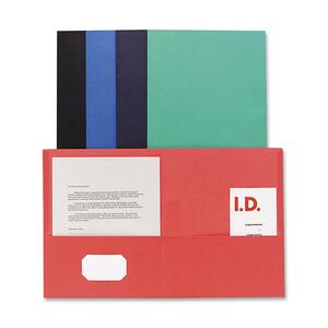 Sparco Simulated Leather Double Pocket Folder - Letter - 8.5" x 11" - 125 Sheet Capacity - 25 / Box - Assorted