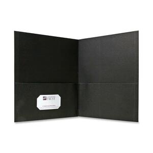 Sparco Simulated Leather Double Pocket Portfolio - Letter - 8.5" x 11" - 125 Sheet Capacity - 25 / Box - Black