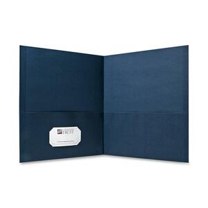 Sparco Simulated Leather Double Pocket Folder - Letter - 8.5" x 11" - 125 Sheet Capacity - 25 / Box - Dark Blue