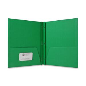 Sparco Two Pocket Report Covers With Fasteners - Letter - 8.5" x 11" - 3 Fastener - 100 Sheet x 0.5" Capacity - 25 / Box - Green