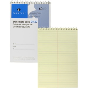 Sparco Green Gregg Ruled Steno Notebook - 60 Sheet(s) - Ruled - 6" x 9" - 1 Each - Green