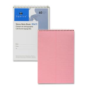 Sparco Pink Gregg Ruled Steno Notebook - 60 Sheet(s) - Ruled - 6" x 9" - 1 Each - Pink