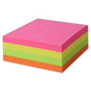 Sparco Adhesive Cube Note Pad - Solvent-free Adhesive, Self-adhesive - 3" x 3" - Assorted - 1 Each