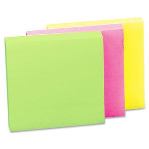 Sparco Premium Plain Adhesive Note Pad - Repositionable, Solvent-free adhesive, Removable - 3" x 3" - Neon - 12 / Pack