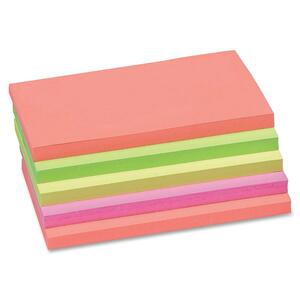Sparco Plain Adhesive Note - Repositionable, Removable - 3" x 5" - Neon - 5 / Pack