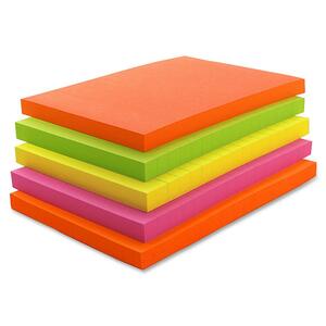 Sparco Ruled Adhesive Note - Repositionable, Removable - 4" x 6" - Neon - 5 / Pack