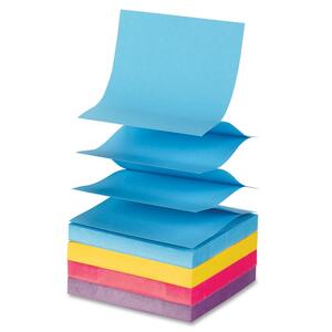 Sparco Pop-up Adhesive Fanfold Note Pad - Pop-up, Removable, Fanfold, Solvent-free adhesive - 3" x 3" - Assorted - 12 / Pack