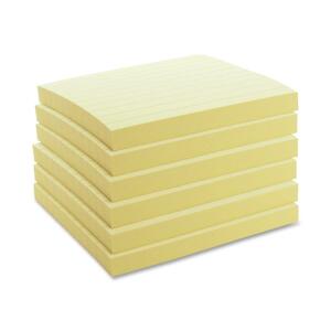 Sparco Premium Ruled Adhesive Note - Solvent-free adhesive, Self-adhesive - 4" x 4" - Yellow - 6 / Pack