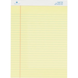 Sparco Legal Ruled Pad - 50 Sheet(s) - 16lb - Legal Ruled - 8.5" x 11.75" - 12 / Pack - Canary