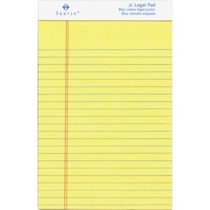 Sparco Legal Ruled Pad - 50 Sheet(s) - 16lb - Legal Ruled - Jr.Legal 5" x 8" - 12 / Pack - Canary