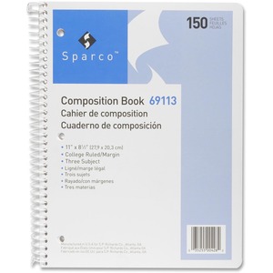 Sparco Spiral Composition Book - 150 Sheet(s) - 16lb - College Ruled - Letter 8.5" x 11" - 1 Each - Cream