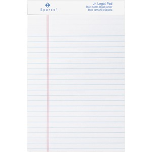 Sparco Jr. Legal Ruled Pad - 50 Sheet(s) - 16lb - Legal/Narrow Ruled - Jr.Legal 5" x 8" - 12 / Dozen - White