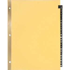 Sparco Leather Alpha Tab Indexes - 26 x Tab Printed A-Z - 8.5" x 11" - 1 Set - Black Tab