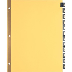 Sparco Leather Monthly Tab Indexes - Printed - 8.5" x 11" - 1 Set - Black Tab
