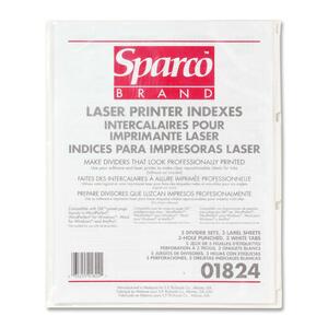 Sparco Laser Printer Indexing System Divider - 3 x Tab Blank - 8.5" x 11" - 5 / Pack - White Tab