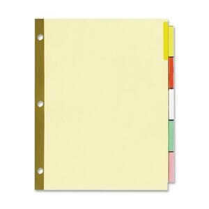 Sparco Premium Reinforced Insertable Tab Index - 5 x Tab Blank - 8.5" x 11" - 5 / Set - Multicolor Tab