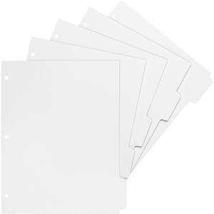 Sparco Print On Tab Divider - 5 x Tab Print-on - 8.5" x 11" - 50 / Box - White Divider - White Tab