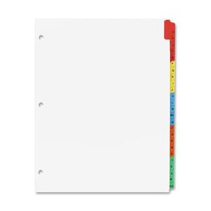 Sparco A-Z Quick Index Dividers With Contents Page - 26 x Tab Printed A-Z - 1 Set - White Divider - Multicolor Tab