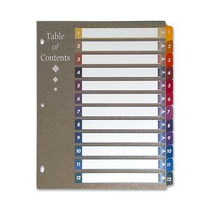 Sparco Pro Color Tab Divider System - 12 x Tab Printed 1-12 - 12 Tab(s)/Set - 1 Set - Multicolor Tab