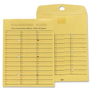 Sparco Inter Department Envelope - 10" x 13" - 28lb - Self-sealing - 100 / Box - Kraft