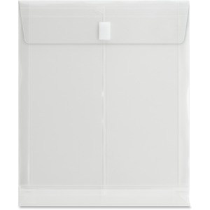 Sparco String & Button Poly Hide Envelope - 1" Expansion - 8.5" x 11" - Letter - 1 Each - Clear