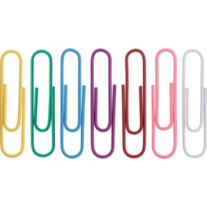 Sparco Vinyl-Coated Jumbo Gem Clip - No. 2 - Vinyl - 200 / Box - Assorted