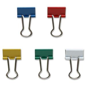 Sparco Binder Clip - Mini - 0.56" Width - Steel - 100 / Pack - Red, Blue, White, Green, Mustard
