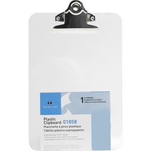 Sparco Clipboard - 6" x 9" - Plastic - Clear