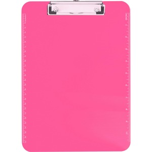 Sparco Transparent Clipboard - 9" x 12" - Low-profile - Plastic - Neon Pink
