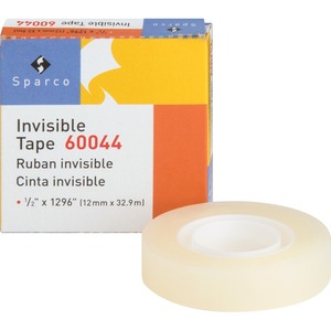 Sparco Invisible Tape - 0.5" Width x 1296" Length - 1" Core - Acid-free - 1 Roll - Clear